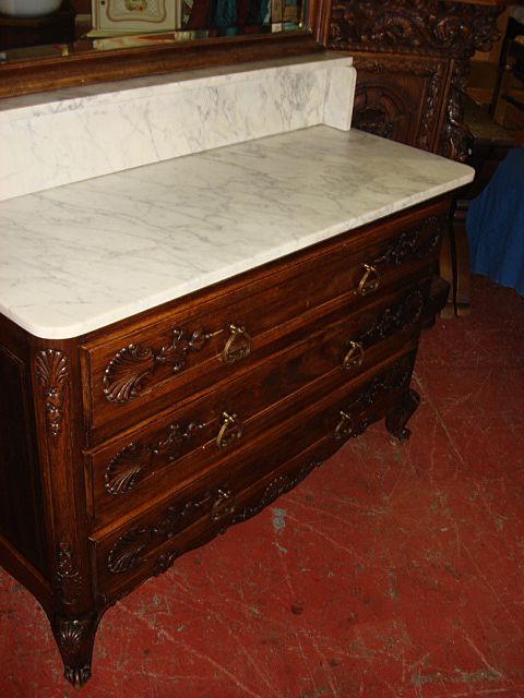 French Antique Louis XV Marble Top Dresser Washstand Commode French Antique Louis XV Marble Top Dresser Washstand Commode