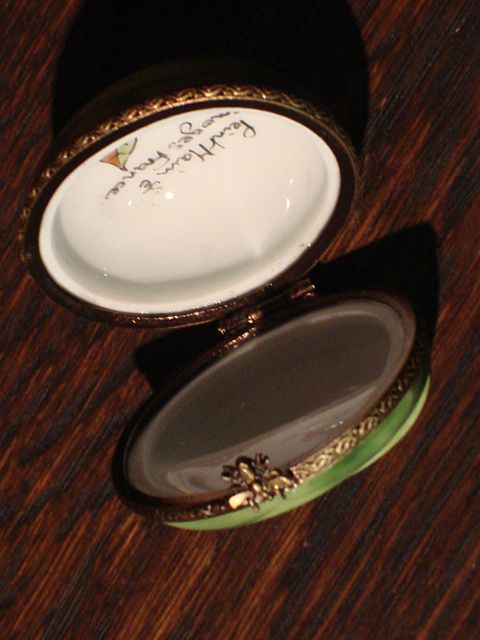 Original hand painted Pill Box Limoges France Watermelon Snuff Box Dresser Box Original hand painted Pill Box Limoges France Watermelon Snuff Box Dresser Box