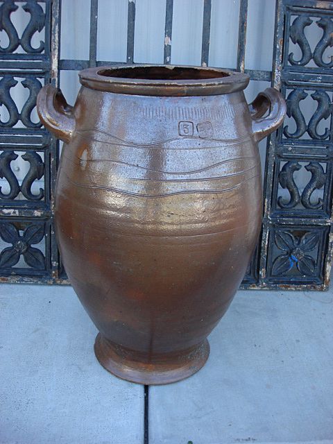 French Antique Large Salt Glaze Pot Planter Vase Original Stoneware French Antique Large Salt Glaze Pot Planter Vase Original Stoneware