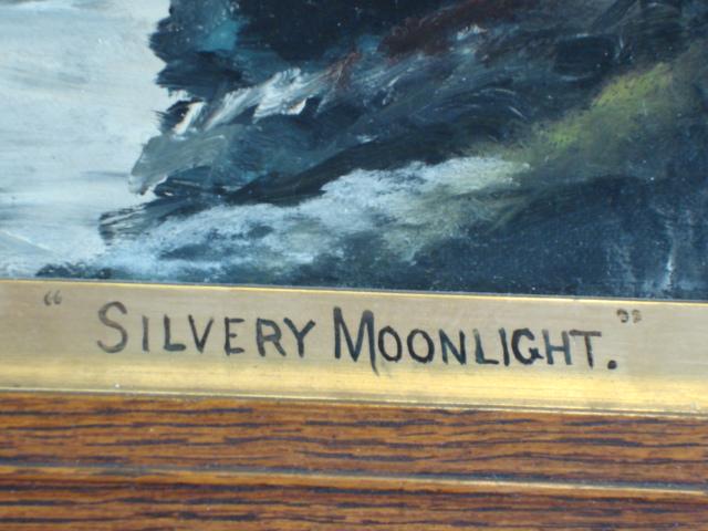 Original Oil on Canvas Robert Reuben Clark Wood (W.Wood) Dated 1913 "Silvery Moonlight" Original Oil on Canvas Robert Reuben Clark Wood (W.Wood) Dated 1913 "Silvery Moonlight"