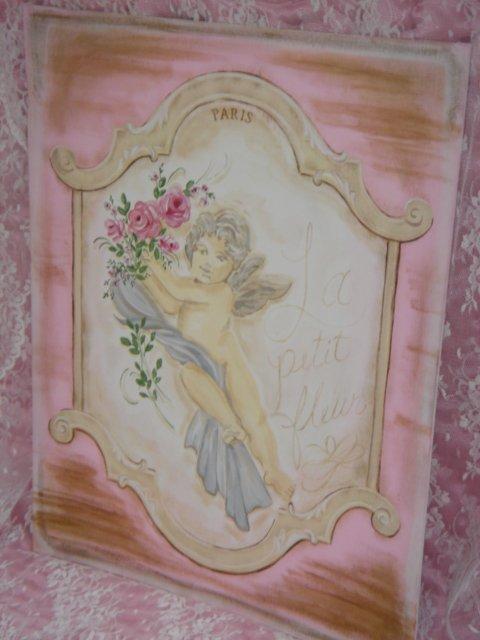La Petit Fleur CHERUB RoSeS ~ Shabby PARIS Chic Sign La Petit Fleur CHERUB RoSeS ~ Shabby PARIS Chic Sign
