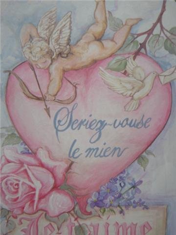 CHIC RoSe & Cherub Hand Painted Sign~Be Mine! Artist Signed CHIC RoSe & Cherub Hand Painted Sign~Be Mine! Artist Signed