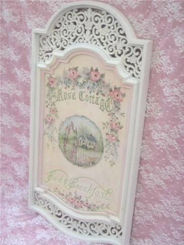 Ornate Lattice HP Rose Cottage B&B Sign Ornate Lattice HP Rose Cottage B&B Sign