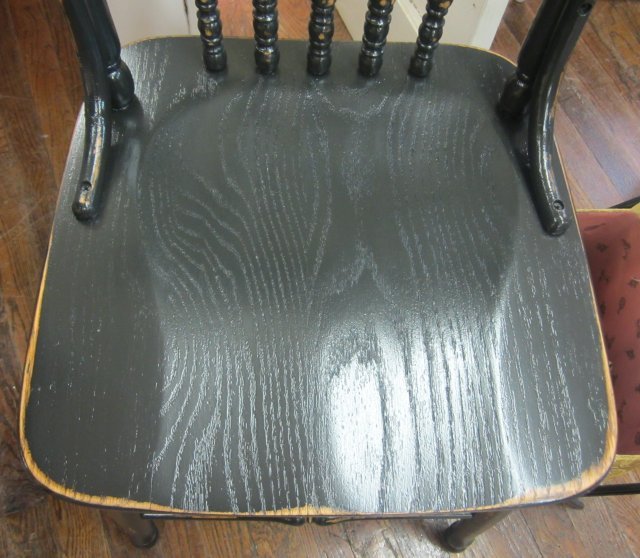 Hand Painted Shabby Chair...Cottage Distressed Black...Decorative Pressed Back Hand Painted Shabby Chair...Cottage Distressed Black...Decorative Pressed Back