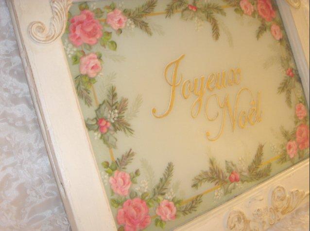Cottage Chic Christmas Window ~ Gorgeous Hand Painted Pink ROSES Cottage Chic Christmas Window ~ Gorgeous Hand Painted Pink ROSES