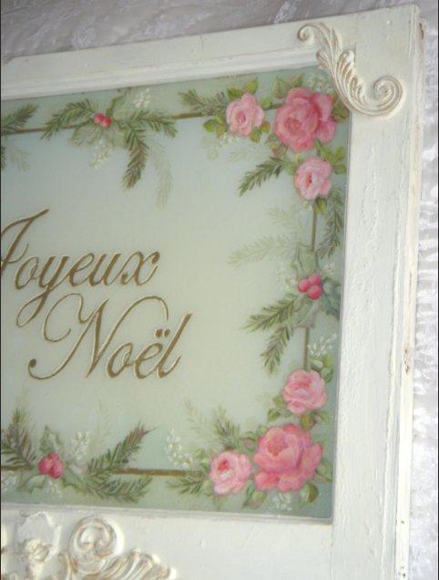 Cottage Chic Christmas Window ~ Gorgeous Hand Painted Pink ROSES Cottage Chic Christmas Window ~ Gorgeous Hand Painted Pink ROSES