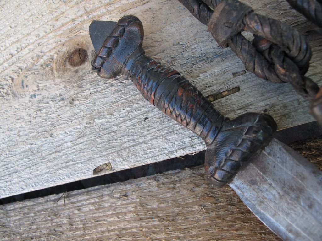 North African Bedouin Knife Braided Leather Handle 6 1/4 Inch Blade North African Bedouin Knife Braided Leather Handle 6 1/4 Inch Blade