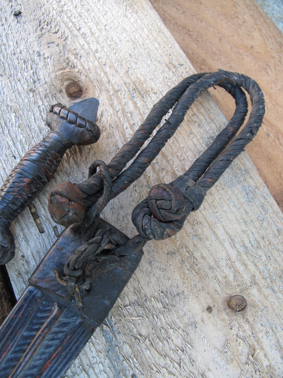 North African Bedouin Knife Braided Leather Handle 6 1/4 Inch Blade North African Bedouin Knife Braided Leather Handle 6 1/4 Inch Blade