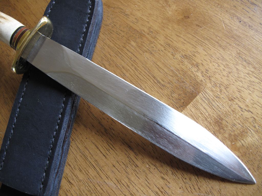 Hand Made Dagger with Gerber Blade and Stag Handle With Leather Sheath Hand Made Dagger with Gerber Blade and Stag Handle With Leather Sheath