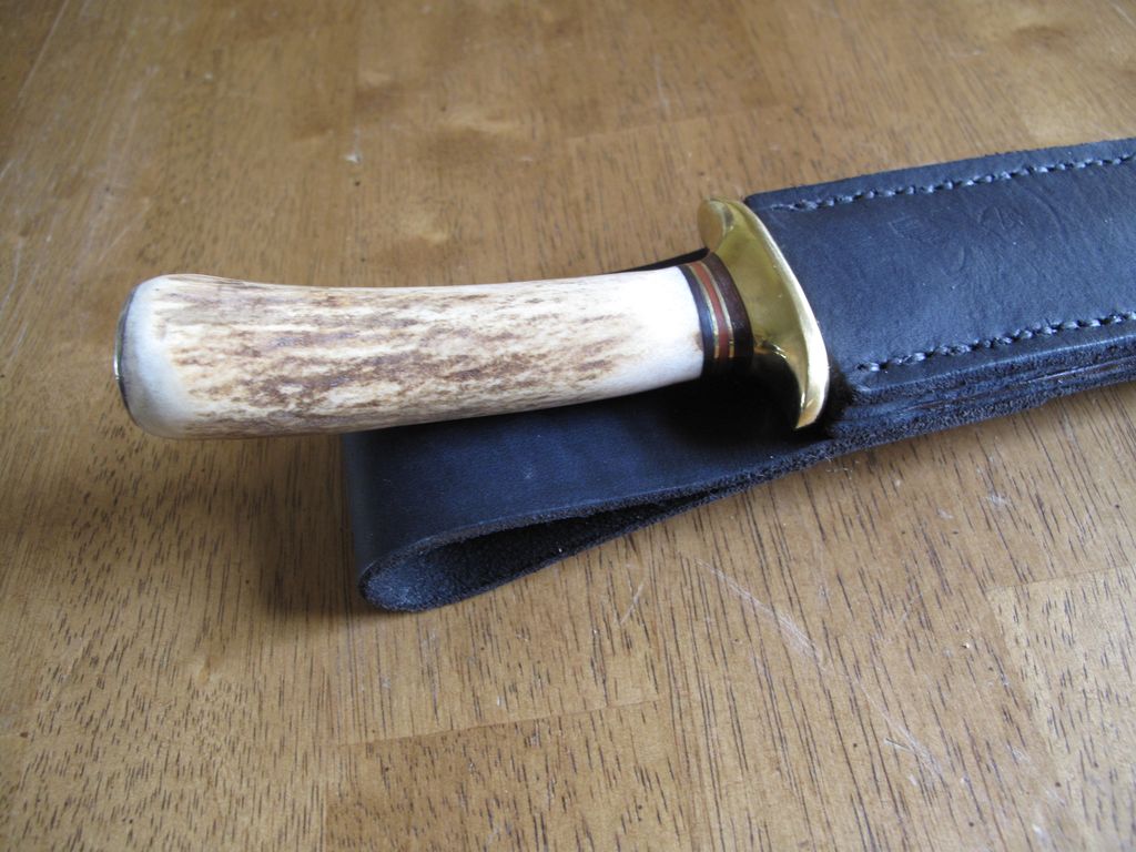 Hand Made Dagger with Gerber Blade and Stag Handle With Leather Sheath Hand Made Dagger with Gerber Blade and Stag Handle With Leather Sheath