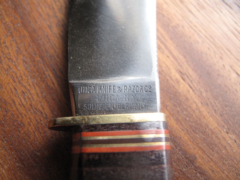 Very Fine German Solingen Made Utica Knife and Razor Co. Hunting Knife Very Fine German Solingen Made Utica Knife and Razor Co. Hunting Knife