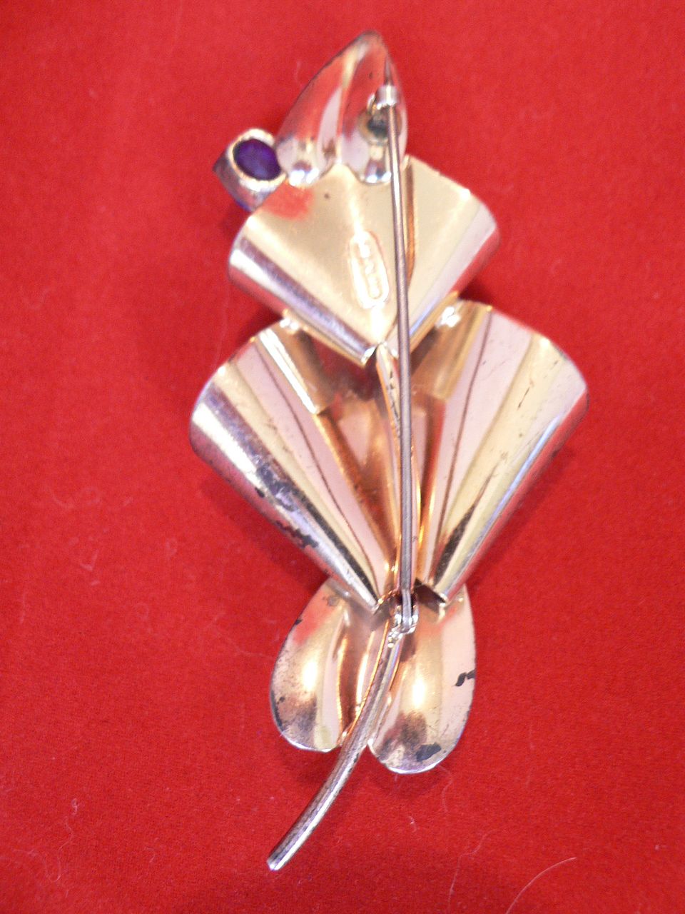 Vintage Large Art Deco Gold Plated Sterling Silver Brooch Pin Vintage Large Art Deco Gold Plated Sterling Silver Brooch Pin