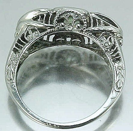 18k White Gold Filigree Diamond & Peridot Art Deco Ring 18k White Gold Filigree Diamond & Peridot Art Deco Ring