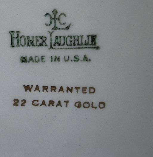 HOMER LAUGHLIN 22K gold-stencilled cake plate floral HOMER LAUGHLIN 22K gold-stencilled cake plate floral