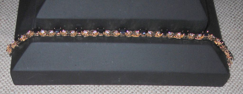 Vintage .925 Gold Vermeil Bracelet with Sapphires - 7.5" Vintage .925 Gold Vermeil Bracelet with Sapphires - 7.5"