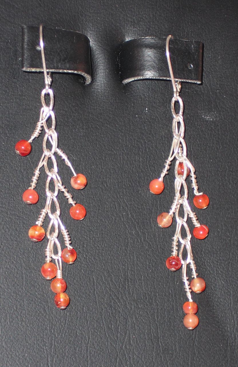 Carnelian and Sterling Earrings - Pierced Carnelian and Sterling Earrings - Pierced