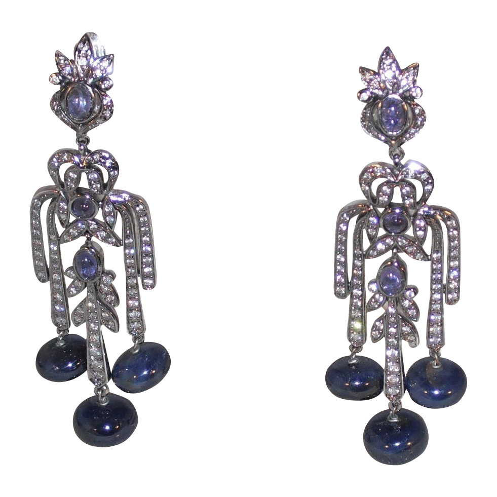 Sapphire and Amethyst Earrings - Clip Sapphire and Amethyst Earrings - Clip