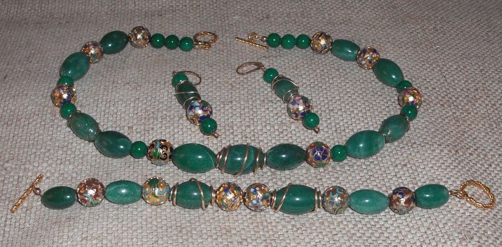 Jade and Cloisonné Parure Jade and Cloisonné Parure