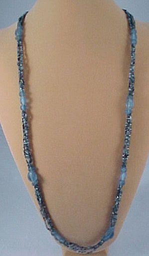 Vintage Necklace – Seed Beads w/Blue Glass Beads Vintage Necklace – Seed Beads w/Blue Glass Beads
