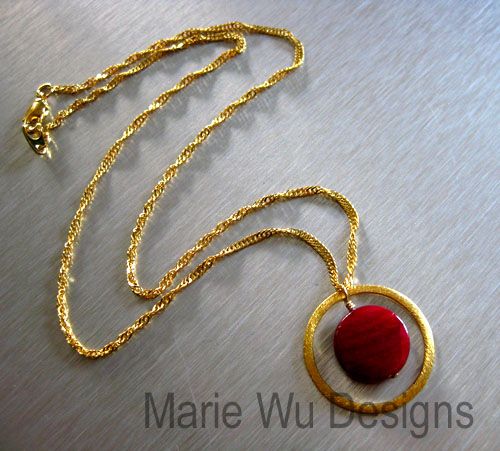 12.85ct Ruby Hoop Pendant-24k Gold Vermeil Necklace 12.85ct Ruby Hoop Pendant-24k Gold Vermeil Necklace