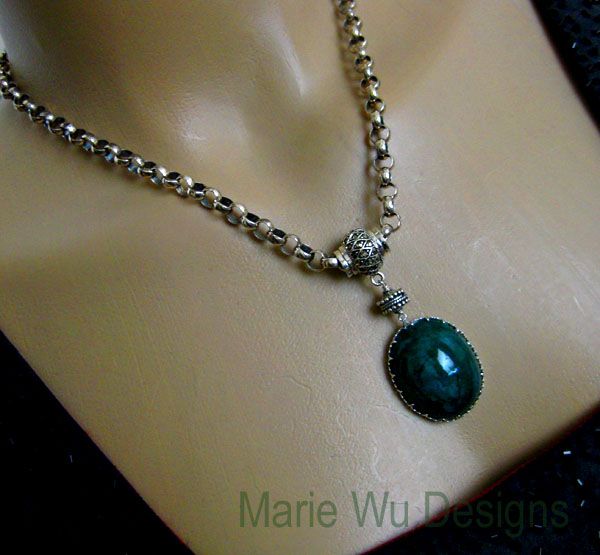 OOAK-62.25ct Emerald Pendant-Oxidized Sterling Silver-Marcasite 24" Necklace OOAK-62.25ct Emerald Pendant-Oxidized Sterling Silver-Marcasite 24" Necklace