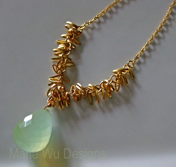 Limeade-Green Chalcedony-18k Gold plated- Charm Necklace- Limeade-Green Chalcedony-18k Gold plated- Charm Necklace-