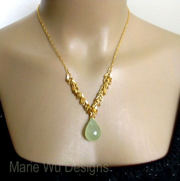 Limeade-Green Chalcedony-18k Gold plated- Charm Necklace- Limeade-Green Chalcedony-18k Gold plated- Charm Necklace-