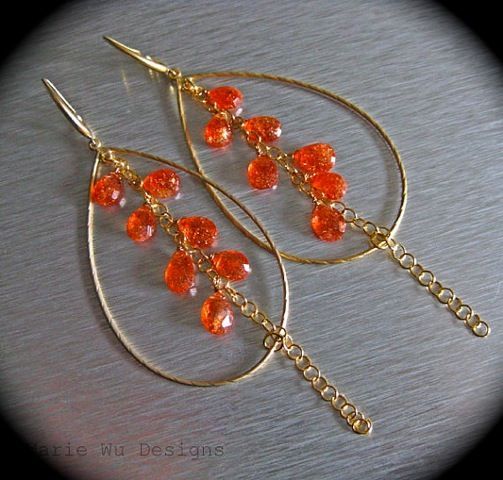 Show Stopping-Sunstone Waterfall-Gold Plated Hoop Earrings Show Stopping-Sunstone Waterfall-Gold Plated Hoop Earrings