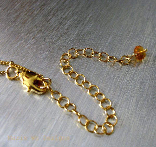 Citrine Briolettes-Vermeil Hoops-Gold Fill Cascade Adjustable Necklace Citrine Briolettes-Vermeil Hoops-Gold Fill Cascade Adjustable Necklace