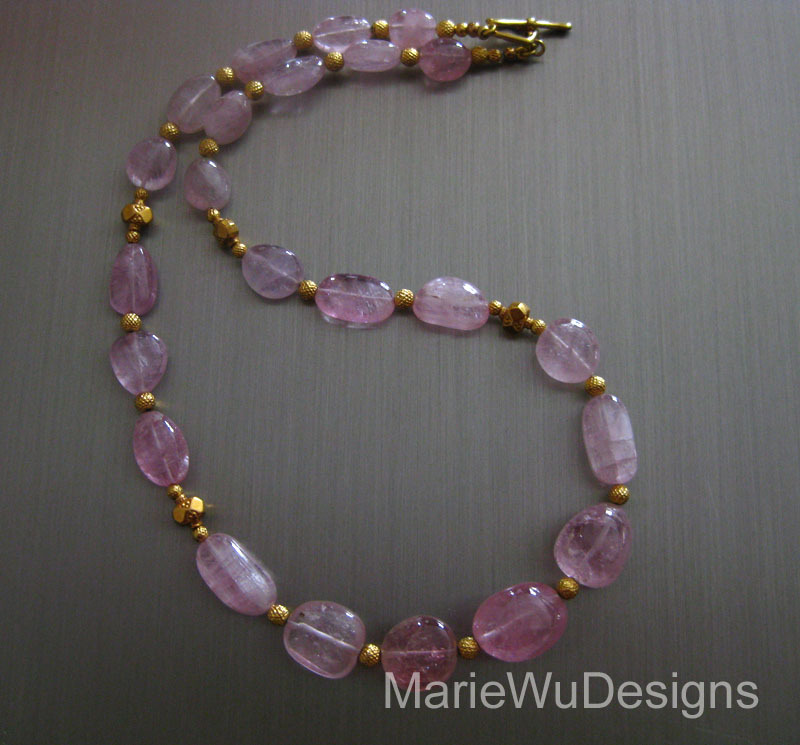 Super Rare~Afghan Pastel Pink Tourmaline Cabochon Nugget~20k 22k Solid Gold Necklace~ Super Rare~Afghan Pastel Pink Tourmaline Cabochon Nugget~20k 22k Solid Gold Necklace~