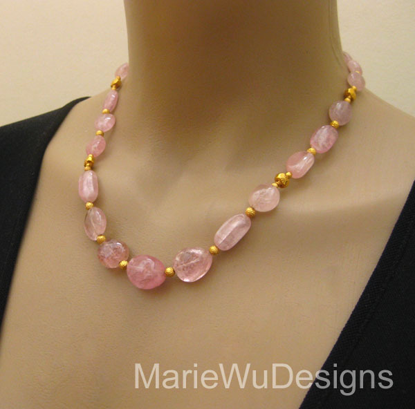 Super Rare~Afghan Pastel Pink Tourmaline Cabochon Nugget~20k 22k Solid Gold Necklace~ Super Rare~Afghan Pastel Pink Tourmaline Cabochon Nugget~20k 22k Solid Gold Necklace~