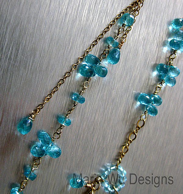 Contemporary 36" All Gem Apatite~14k Gold Fill Layering Necklace~ Contemporary 36" All Gem Apatite~14k Gold Fill Layering Necklace~