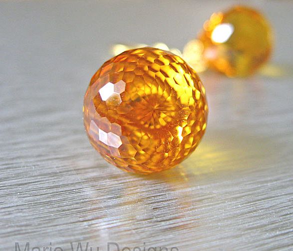 IF Clarity Golden Citrine-Ruby-18k Solid Yellow Gold Earrings IF Clarity Golden Citrine-Ruby-18k Solid Yellow Gold Earrings