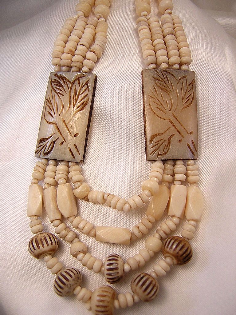 Vintage African Tribal Bone Necklace from myfinestthings on Ruby Lane