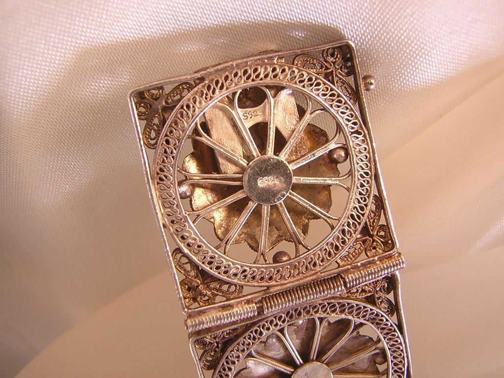 Art Deco - Chinese Silver, Enamel & Amethyst Panel Bracelet Art Deco - Chinese Silver, Enamel & Amethyst Panel Bracelet