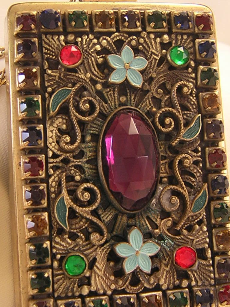 Czech Art Deco Jeweled and Enamelled Compact Dance Purse Czech Art Deco Jeweled and Enamelled Compact Dance Purse