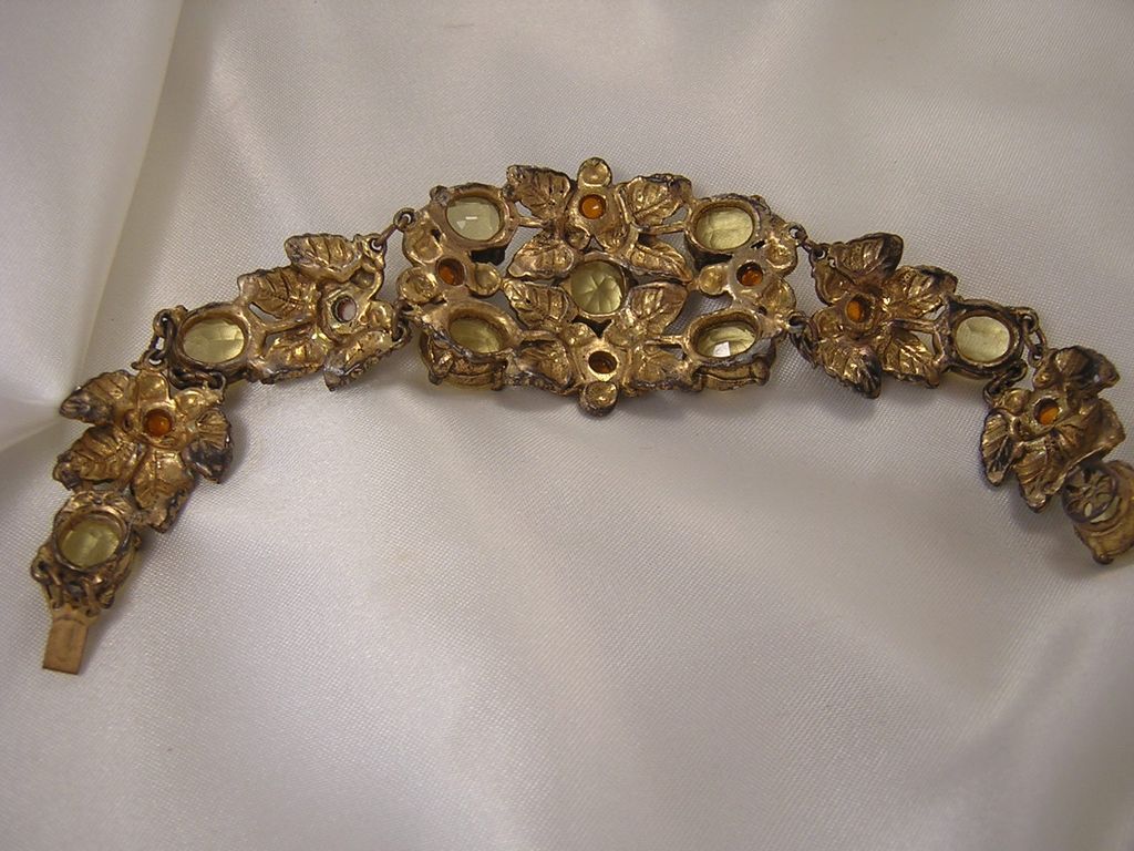 Vintage Czech Citrine & Enamel Necklace & Bracelet Vintage Czech Citrine & Enamel Necklace & Bracelet
