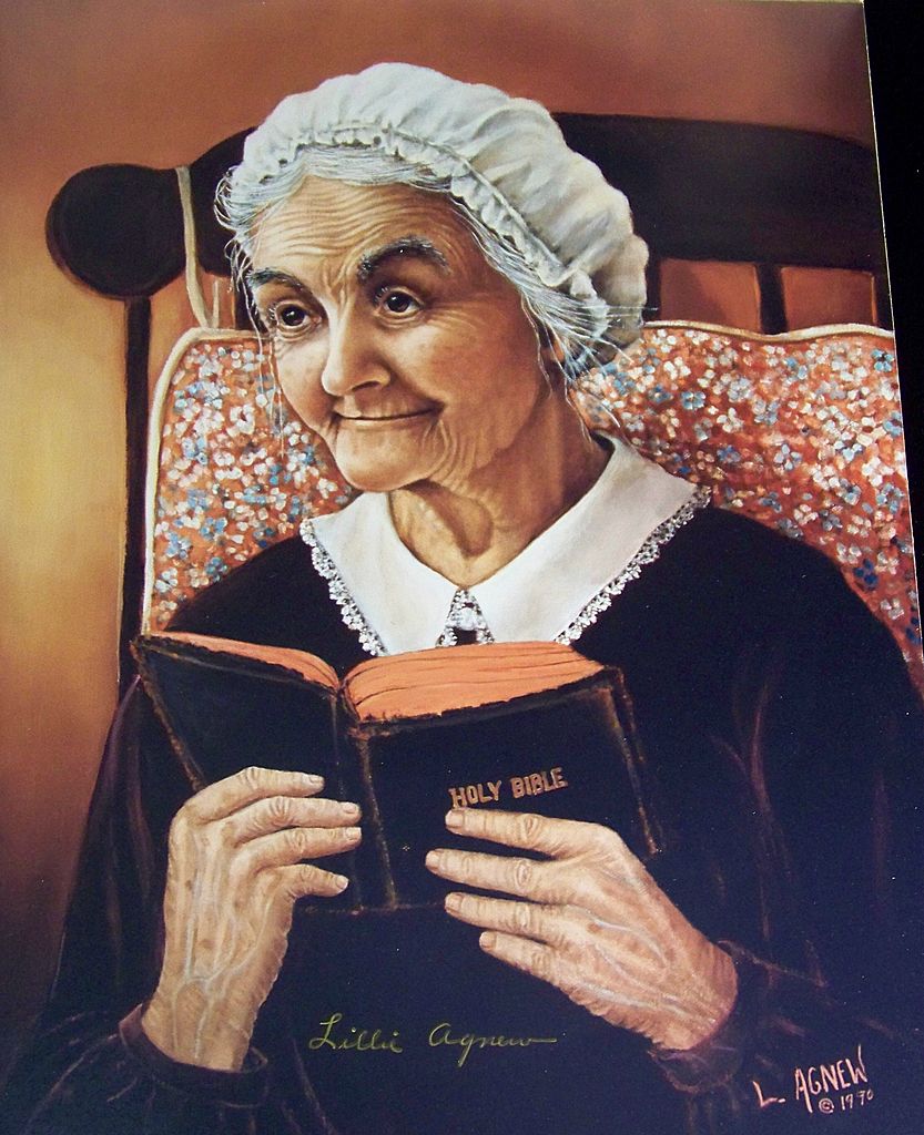 Vintage Print by Lillie Agnew-Signed - Grandma and Bible Vintage Print by Lillie Agnew-Signed - Grandma and Bible