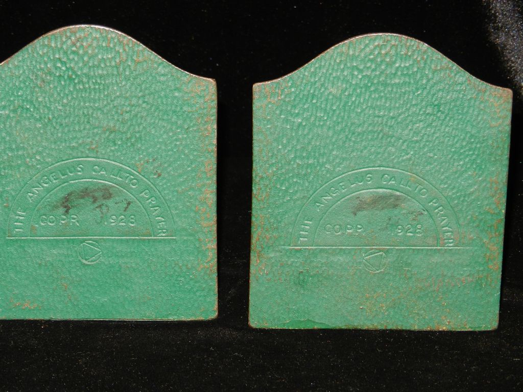 Vintage 1928 Angelus Call To Prayer Cast Iron Bookends Vintage 1928 Angelus Call To Prayer Cast Iron Bookends