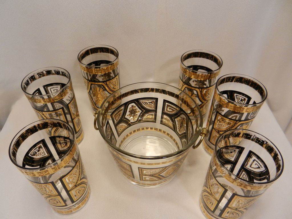 Vintage Culver Ice Bucket and Glasses- Eames Era Vintage Culver Ice Bucket and Glasses- Eames Era