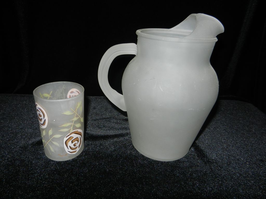 Satin Glass Water Pitcher and Glass Satin Glass Water Pitcher and Glass