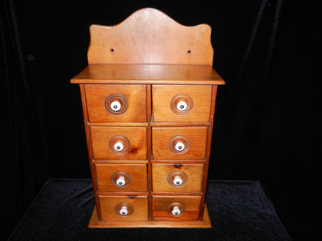 Vintage Wooden 8 Drawer Spice Cabinet Vintage Wooden 8 Drawer Spice Cabinet