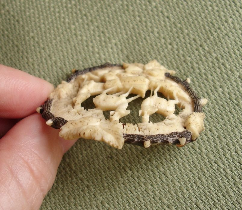 NEWLY REDUCED ! Exquisite & Exceptional BIG 1.9" Victorian Carved Bone Antelope Brooch / Pin ! NEWLY REDUCED ! Exquisite & Exceptional BIG 1.9" Victorian Carved Bone Antelope Brooch / Pin !