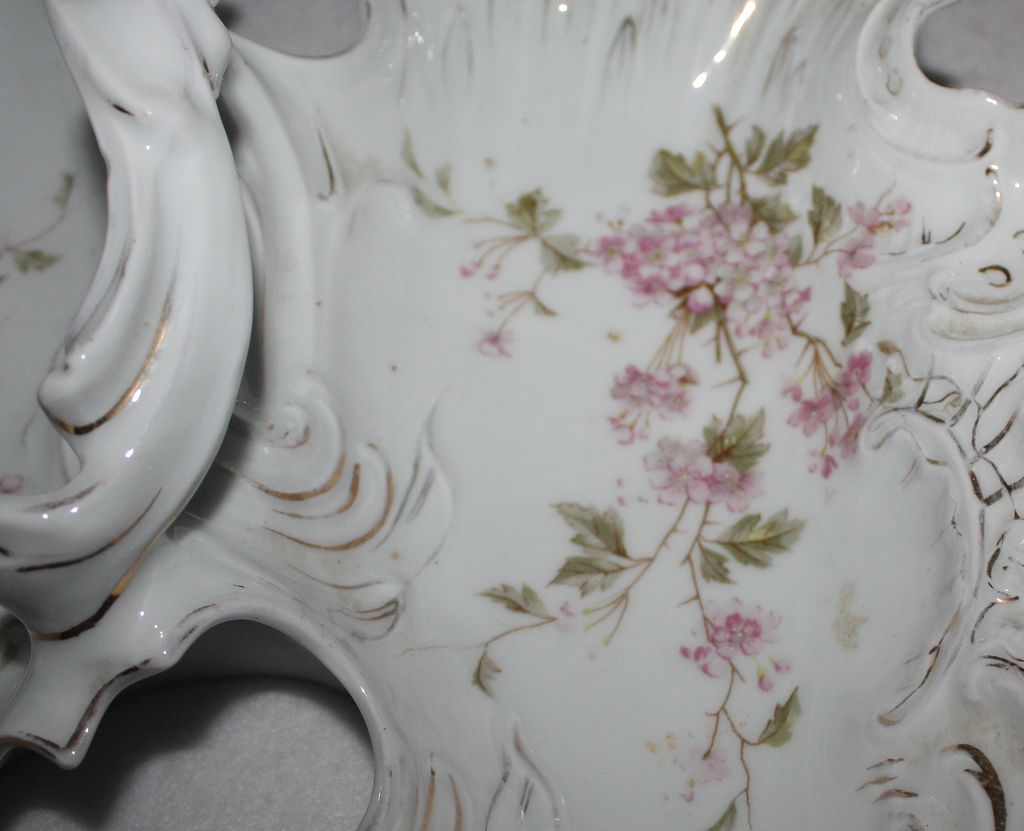 Antique 19th Century German Porcelain Divided Lobster Dish Handpainted Antique 19th Century German Porcelain Divided Lobster Dish Handpainted