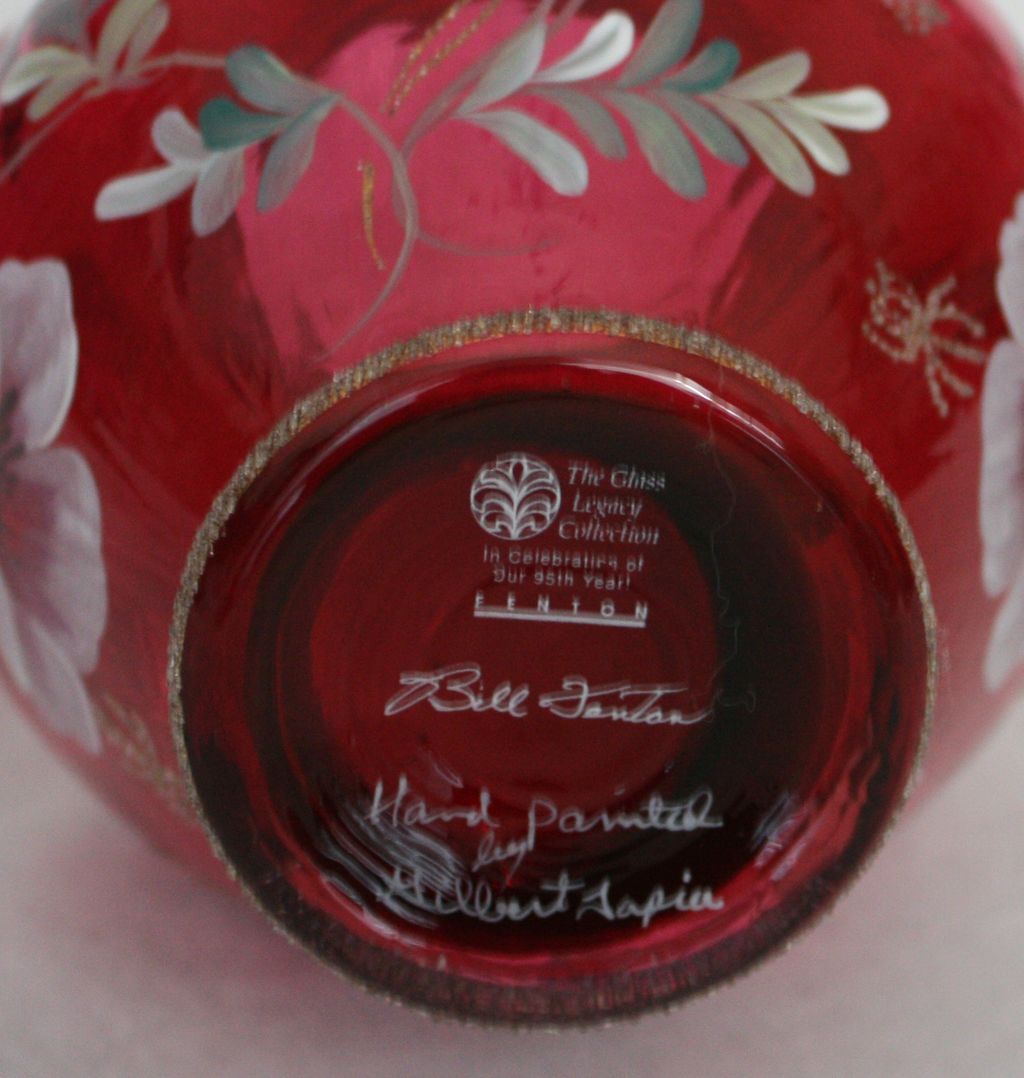 Cranberry Fenton "The Glass Legacy Collection" Signed and handpainted Cranberry Fenton "The Glass Legacy Collection" Signed and handpainted