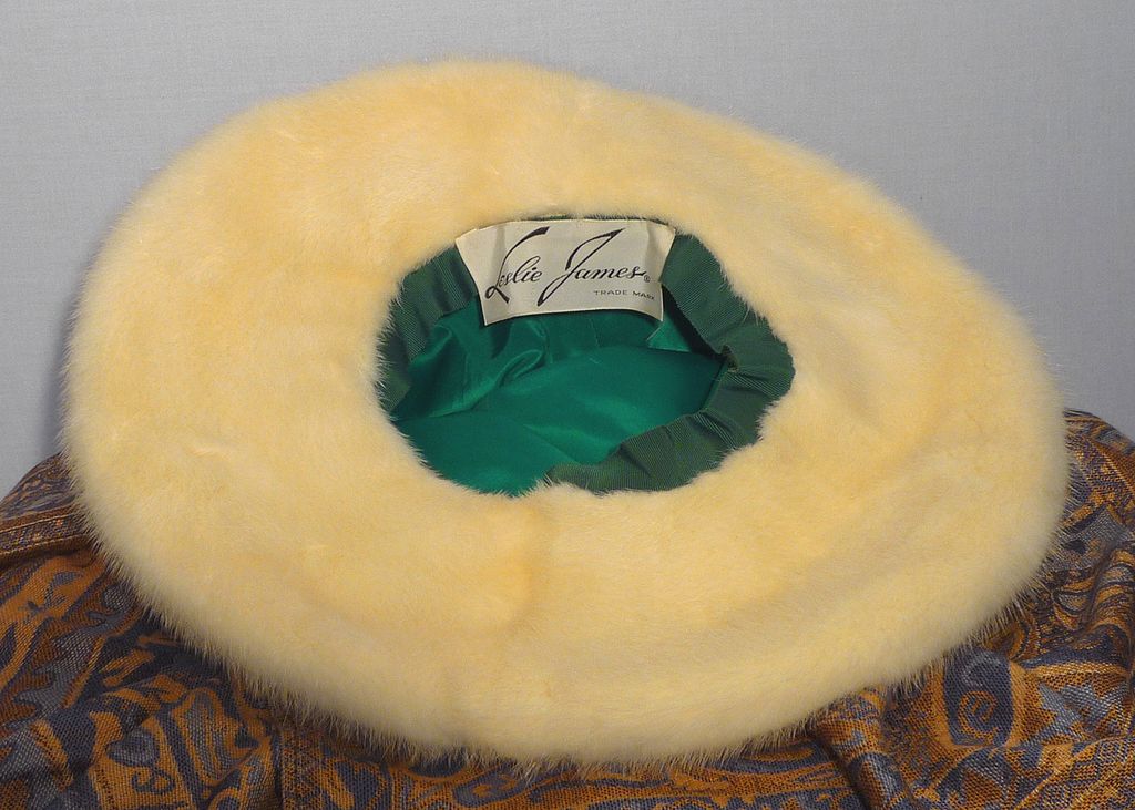 1970s Leslie James Blonde Mink Wide Brim Hat 1970s Leslie James Blonde Mink Wide Brim Hat