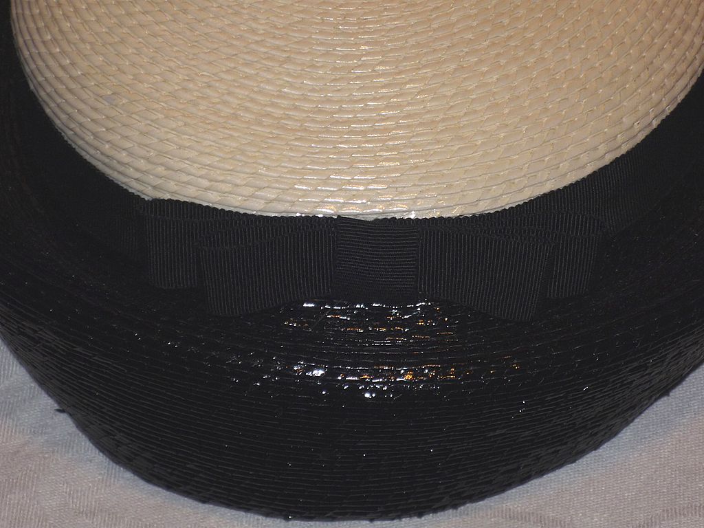 Vintage 1960s Chesterfield Original Black and White Straw Breton Style Hat Vintage 1960s Chesterfield Original Black and White Straw Breton Style Hat