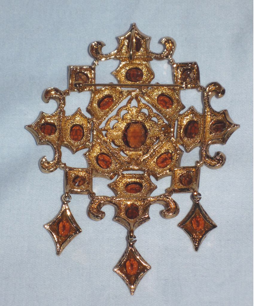 1970s Panetta Faux Topaz Brooch/Pendant and Earrings Demi-Parure 1970s Panetta Faux Topaz Brooch/Pendant and Earrings Demi-Parure