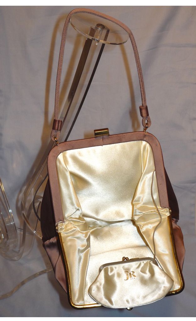 Vintage 1960s JR Cocoa Brown Satin Evening Purse Vintage 1960s JR Cocoa Brown Satin Evening Purse