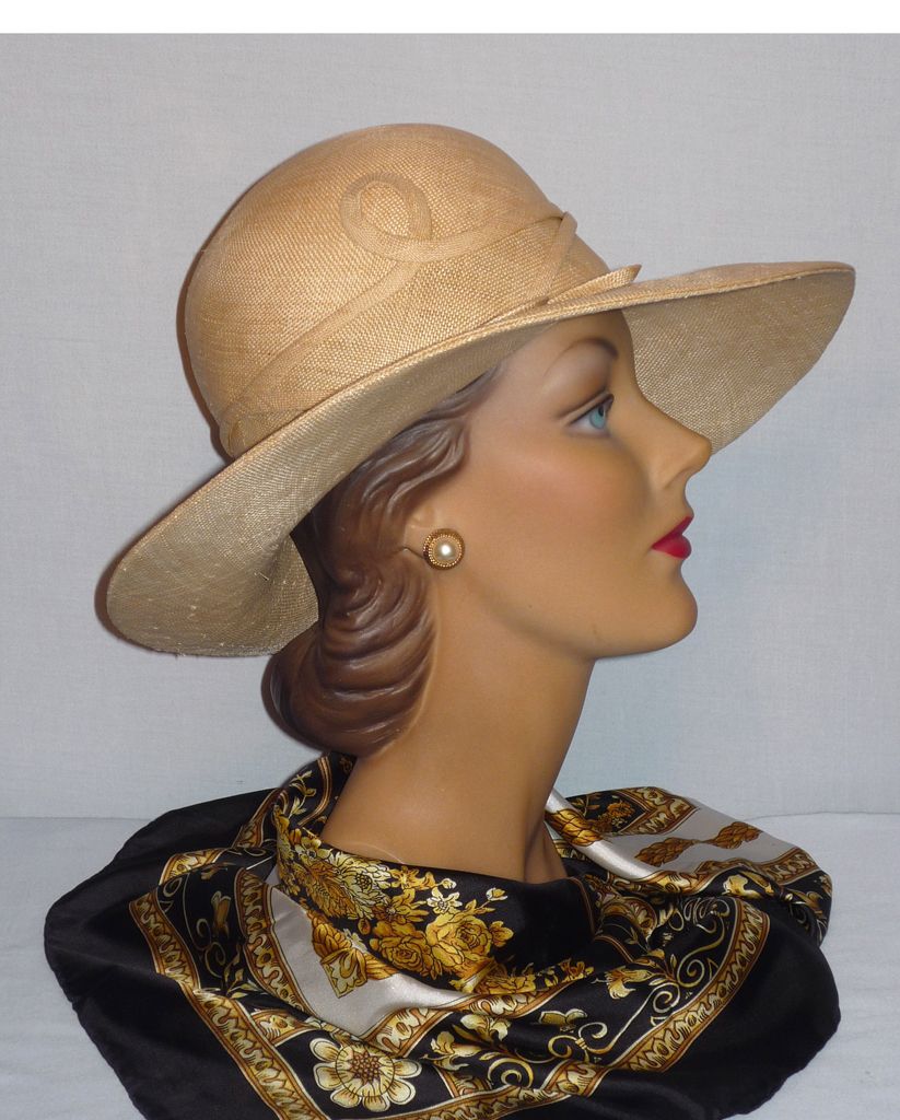 Vintage 1970s Mr John Jr. Natural Straw Brimmed Hat Vintage 1970s Mr John Jr. Natural Straw Brimmed Hat